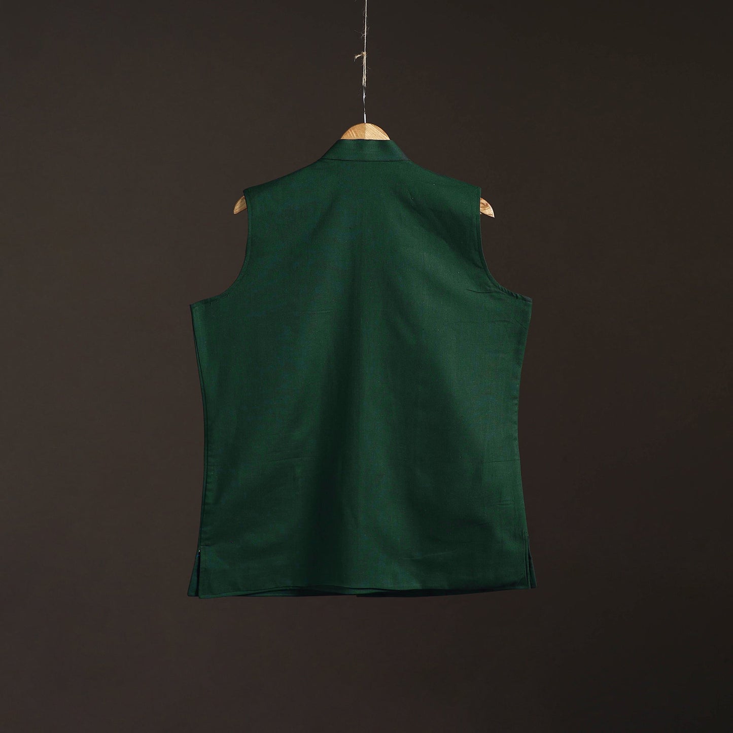 Green - flex cotton men plain nehru jacket 10 - handcrafted