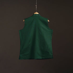 Green - flex cotton men plain nehru jacket 10 - handcrafted