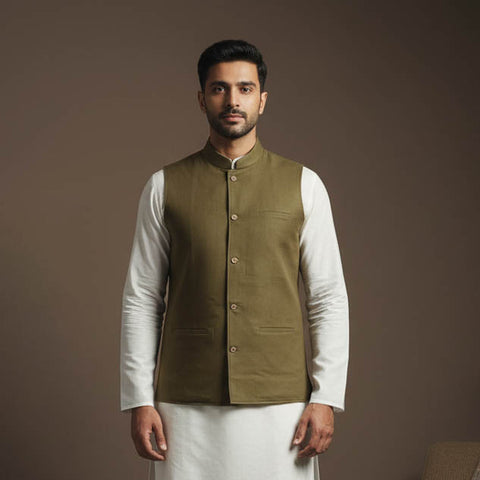 Flex cotton men plain nehru jacket 12 - handcrafted