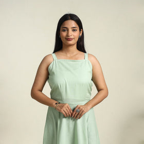  Green Flex Cotton Plain Dress
