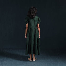 Green - flex cotton tiered plain dress 11 - handcrafted