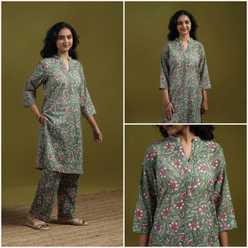 Floral cotton sanganeri co-ord set 03 - handcrafted