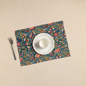  Green Floral Print Cotton Reversible Table Mat 