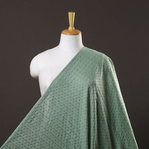  Green Floral Embroidered Cotton Hakoba Fabric 