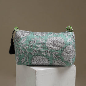 Floral hand block print quilted toiletry bags (set of 3) 01