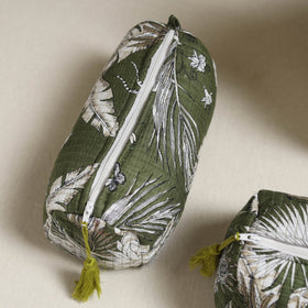 Floral hand block print quilted toiletry bags (set of 3) 25
