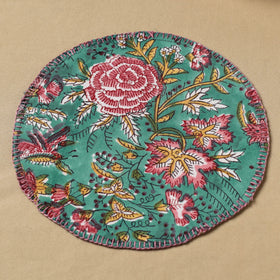  Floral Block Print Hand Embroidery Roti Napkin 09 
