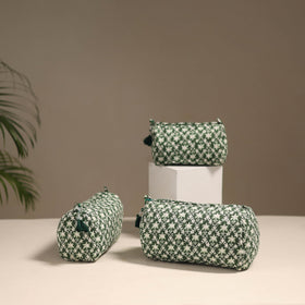 Green - floral hand quilted toiletry bags (set of 3) 13