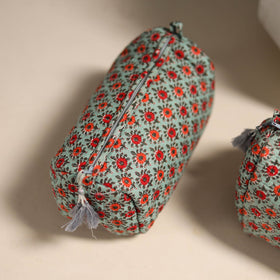 Green - floral hand quilted toiletry bags (set of 3) 21