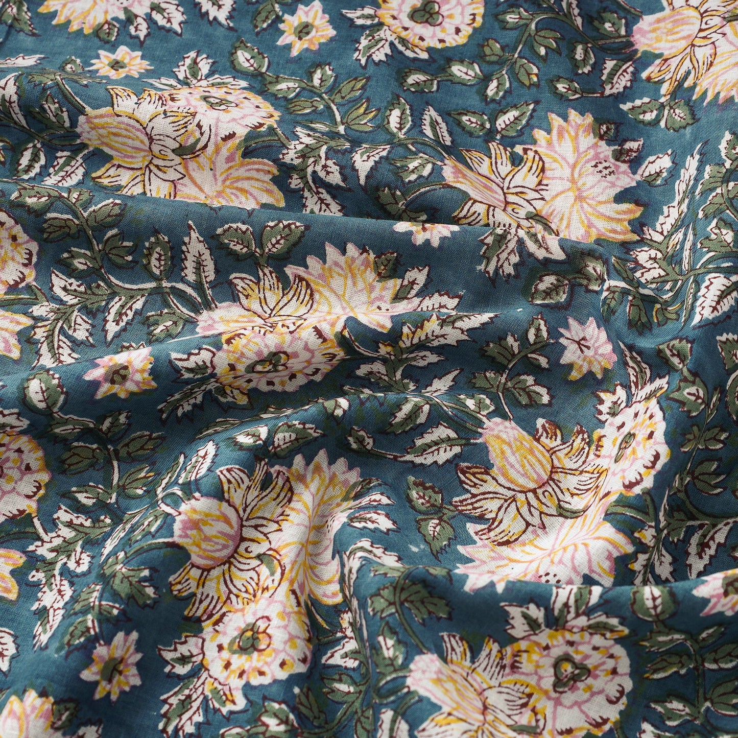 Buy Sanganeri Block Print Fabric - Floral Rajasthani