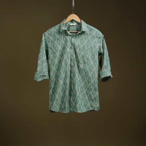 Green - full sleeve cotton men pochampally ikat shirt 06
