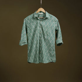 Green - full sleeve cotton men pochampally ikat shirt 06