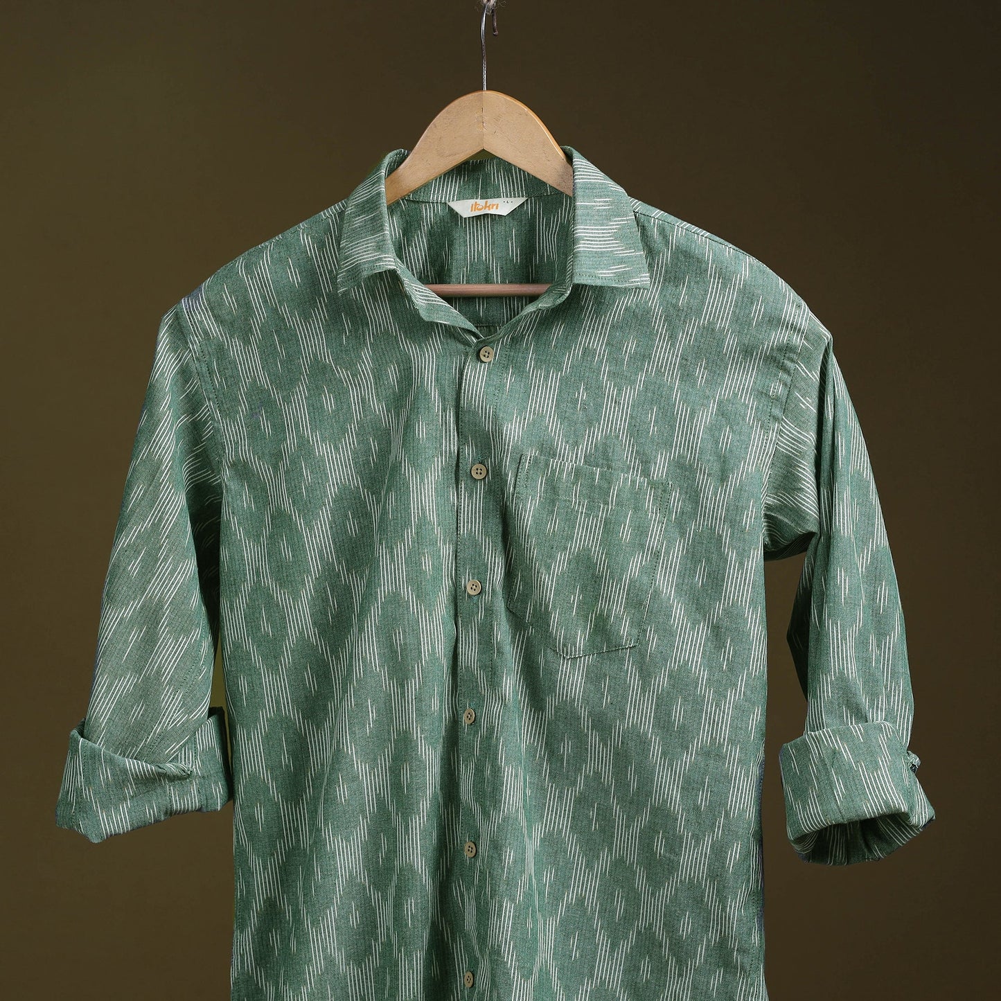 Green - full sleeve cotton men pochampally ikat shirt 06