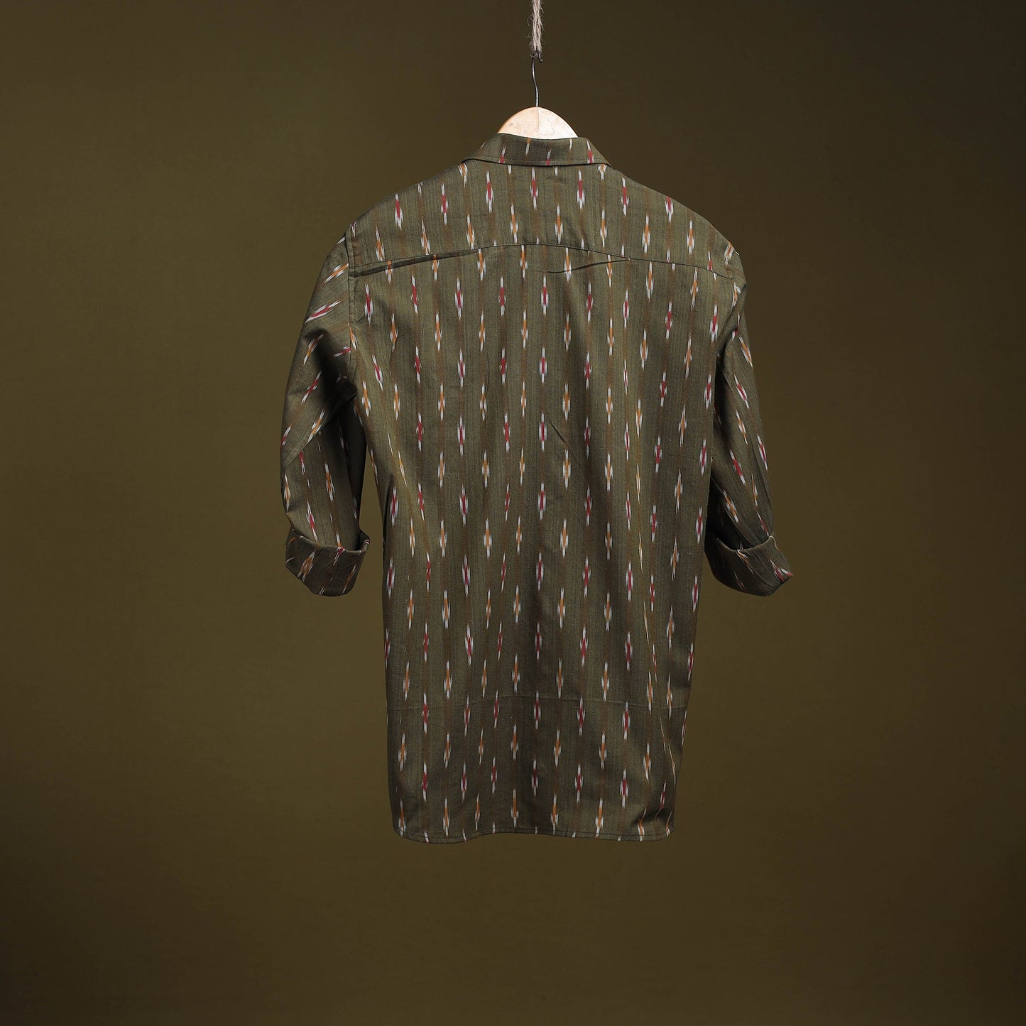 Green - full sleeve cotton men pochampally ikat shirt 07