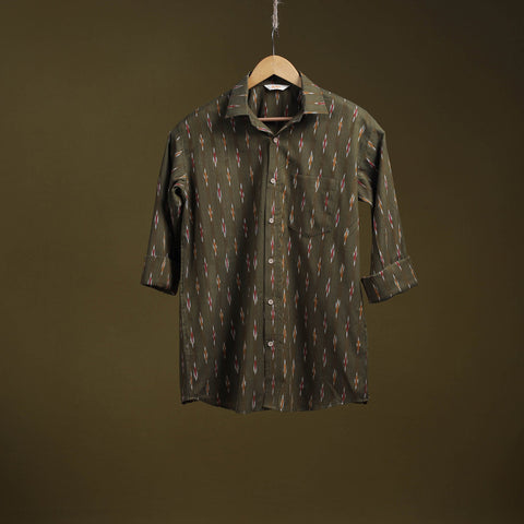Green - full sleeve cotton men pochampally ikat shirt 07