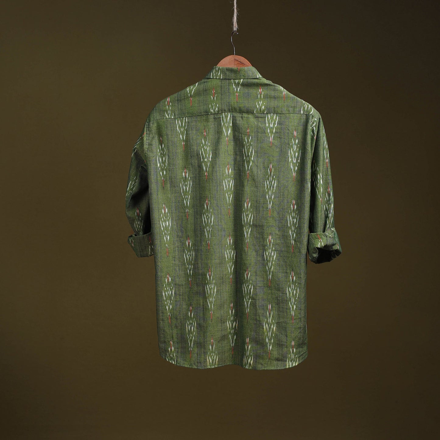 Green - full sleeve cotton men pochampally ikat shirt 12