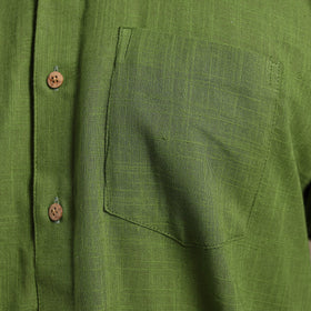 Green Full Sleeve Slub Cotton Men Plain Shirt