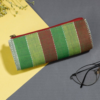Green Gamcha Fabric Hand Embroidered Spectacle Case