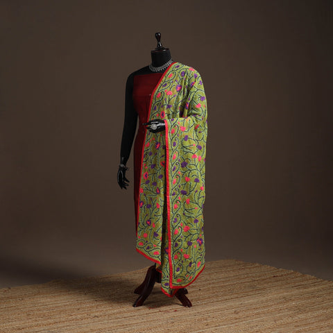 Georgette hand embroidered phulkari dupatta 15 - handcrafted