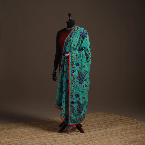 Georgette hand embroidered phulkari dupatta 29 - handcrafted