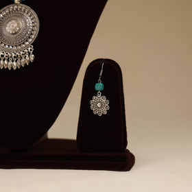Green - german silver beaded necklace set 09 - handcrafted