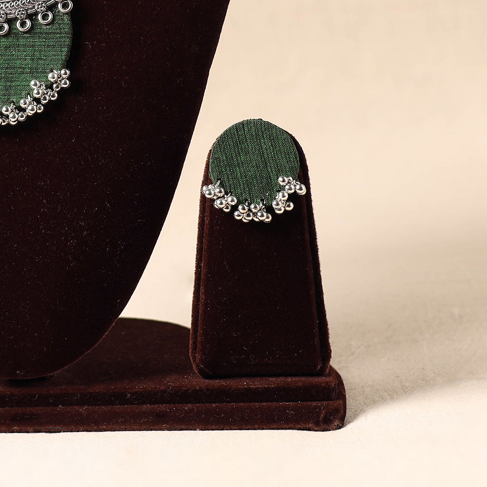 Green - german silver fabart necklace set 15 - handcrafted