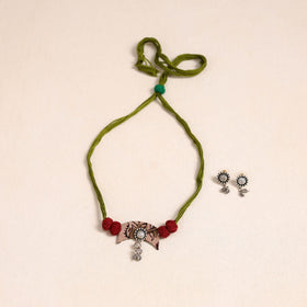 Green German Silver Fabart Necklace Set