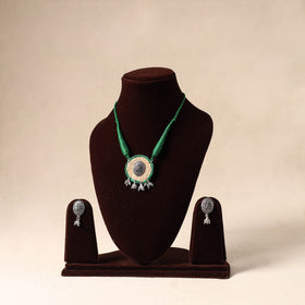 Green German Silver Jute Necklace Set