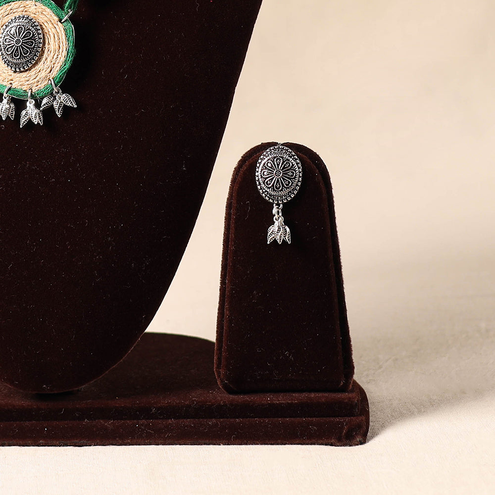 Green German Silver Jute Necklace Set