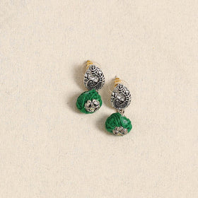 Green - german silver necklace set with beads 52