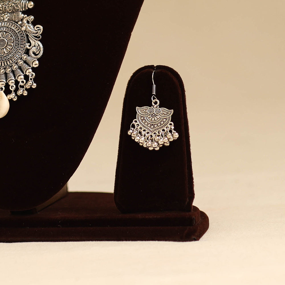 Green - german silver necklace set with thread beads 05