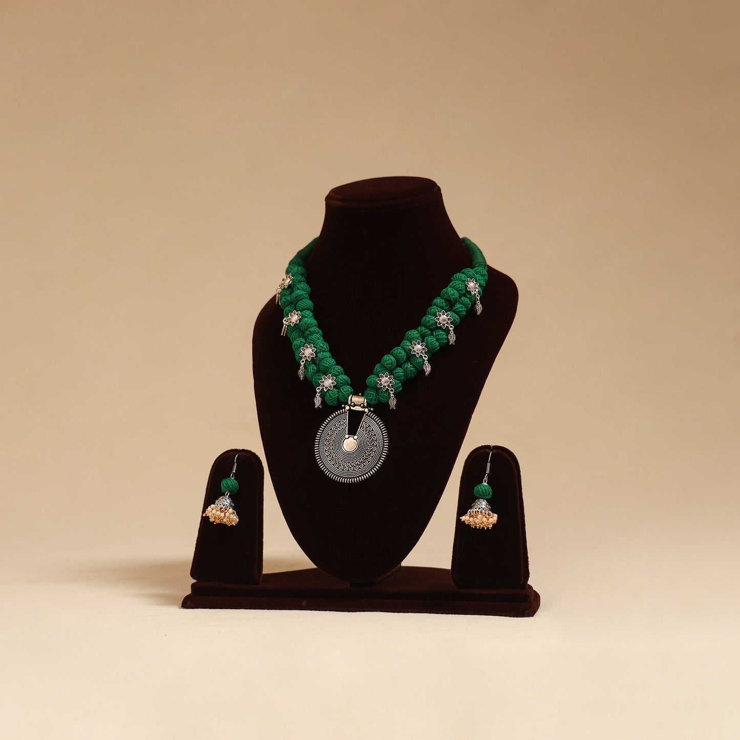 German silver thread beads necklace set 07 - handcrafted