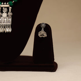 Green - german silver thread beads necklace set 14