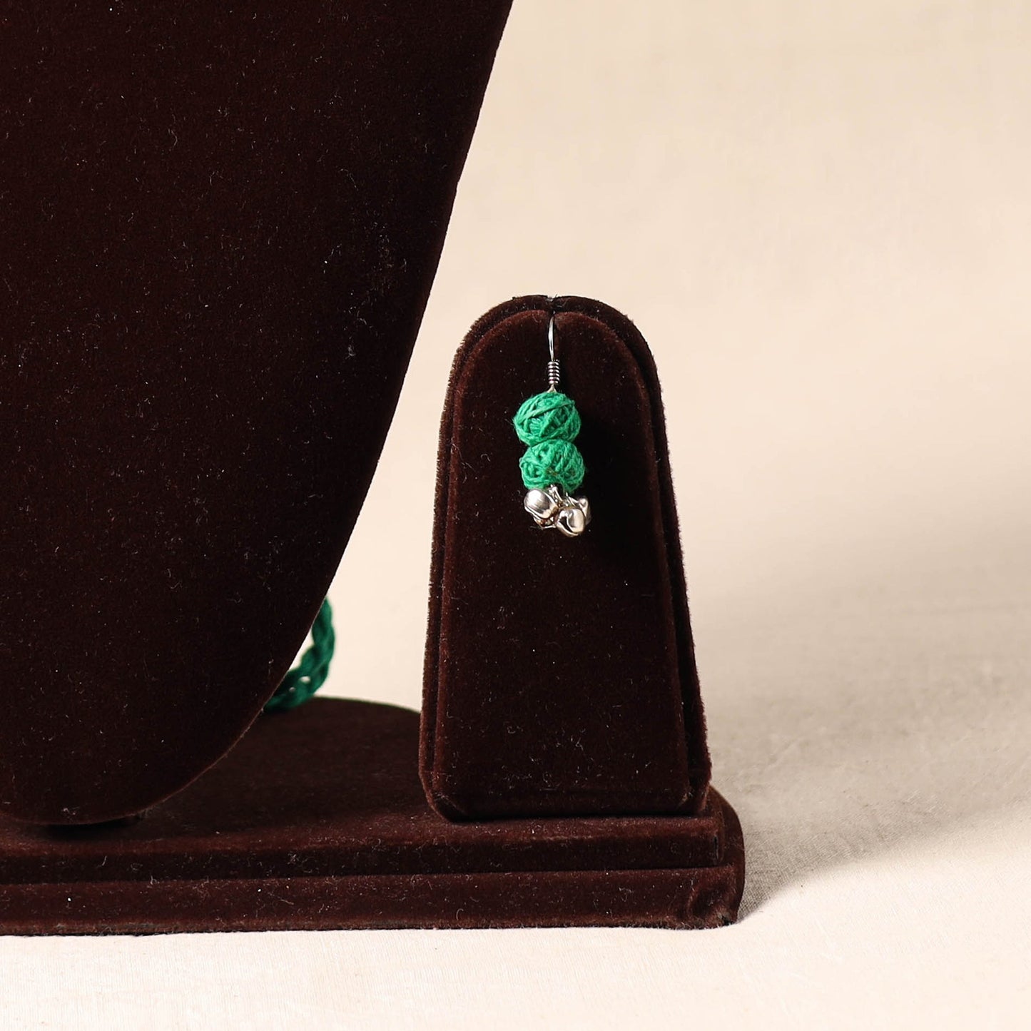 Green - german silver thread beads necklace set 19