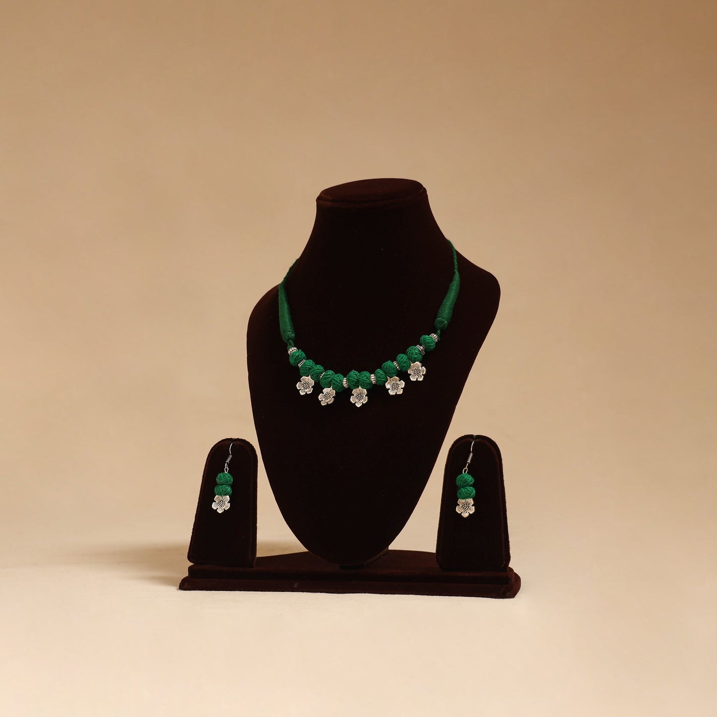 German silver thread beads necklace set 22 - handcrafted