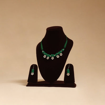 German silver thread beads necklace set 22 - handcrafted