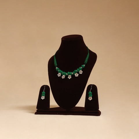 German silver thread beads necklace set 22 - handcrafted