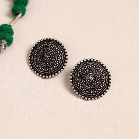 Green - german silver thread beads necklace set 38