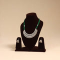 Green - german silver thread braided necklace set 03