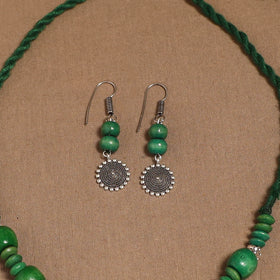 German silver wooden beads necklace set 17 - handcrafted