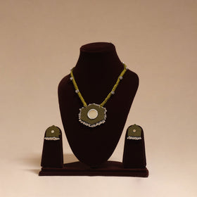 Ghungroo mirror work fabart necklace set 11 - handcrafted