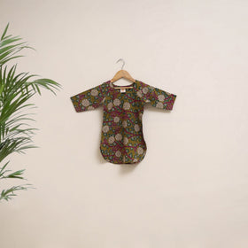 Green - girls kalamkari pure cotton kurta set (2-6 years)