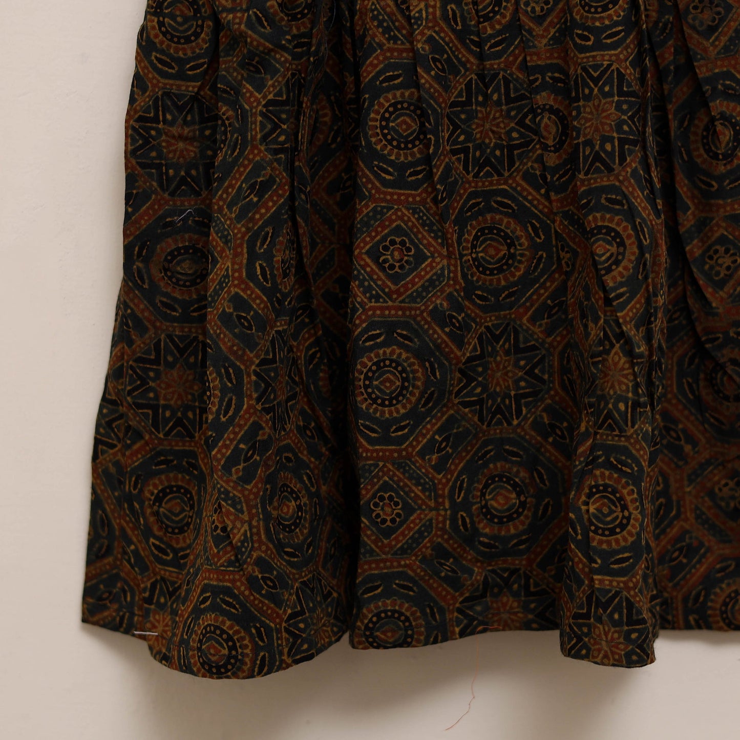 Green - girls pure cotton ajrakh hand block print frock