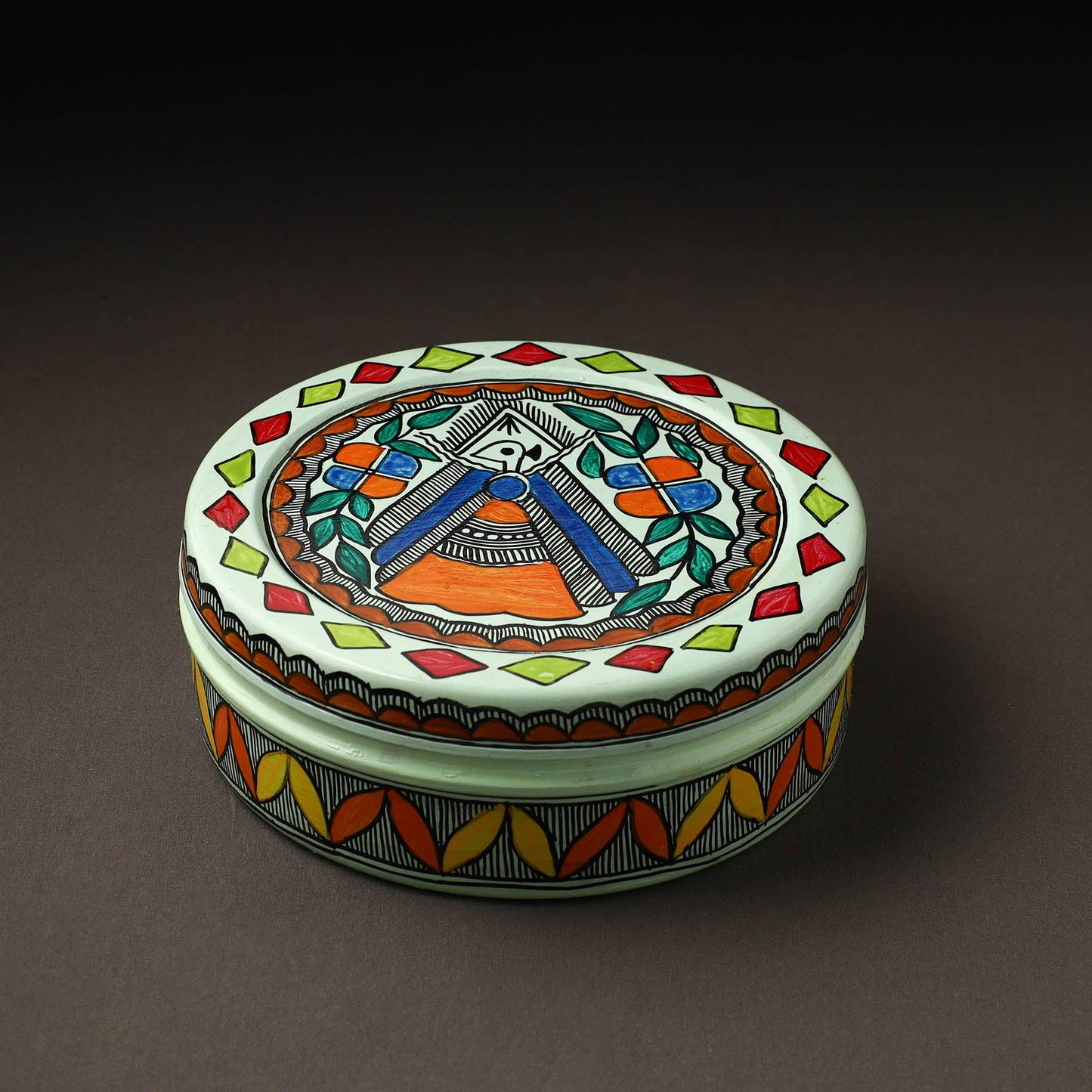  Godna Madhubani Handpainted Stainless Steel Casserole