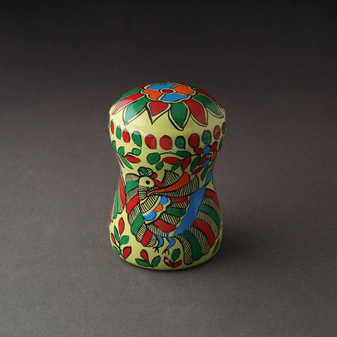 Green Bengal Patua Handpainted Stainless Steel Multi Utility Canister