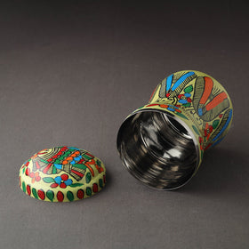 Green Bengal Patua Handpainted Stainless Steel Multi Utility Canister