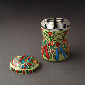 Green Bengal Patua Handpainted Stainless Steel Multi Utility Canister