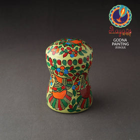 Green Bengal Patua Handpainted Stainless Steel Multi Utility Canister