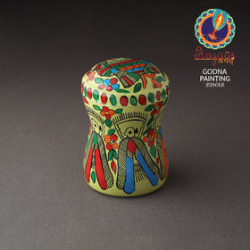 Green Bengal Patua Handpainted Stainless Steel Multi Utility Canister