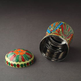 Green Bengal Patua Handpainted Stainless Steel Multi Utility Canister